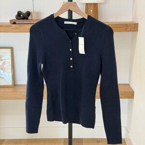 NWT Abercrombie & Fitch Slim Henley Sweater Top - Dark Indigo - M